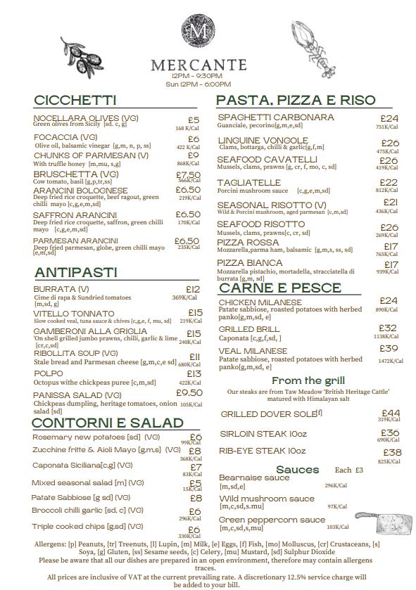 Menu - Mercante Restaurant photo 1
